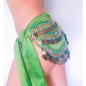Egyptian Belly Dance Coin Scarf + Finger Cymbals